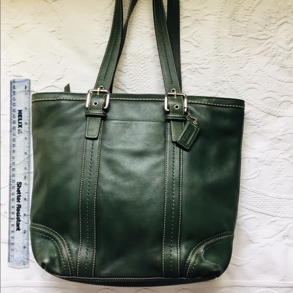 Coach Bags Authentic Coach Leather Handbag Dark Green Poshmark